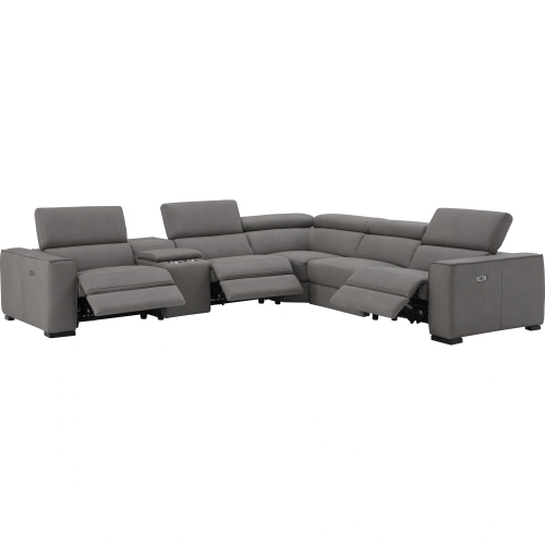 Picasso 6 Piece Motion Sectional Sofa in Truffle Top Grain Leather